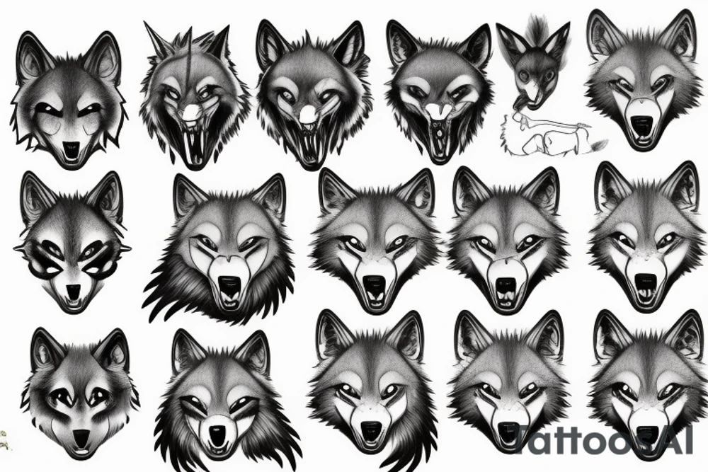 wolf face fang tattoo idea