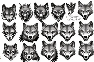 wolf face fang tattoo idea