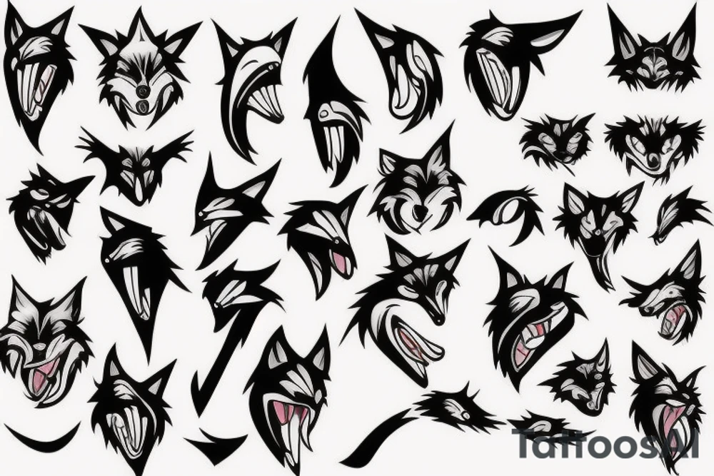 wolf face fang clipart tattoo idea