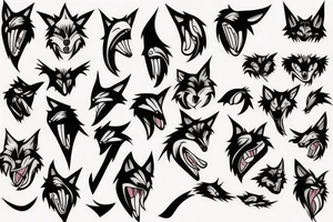 wolf face fang clipart tattoo idea