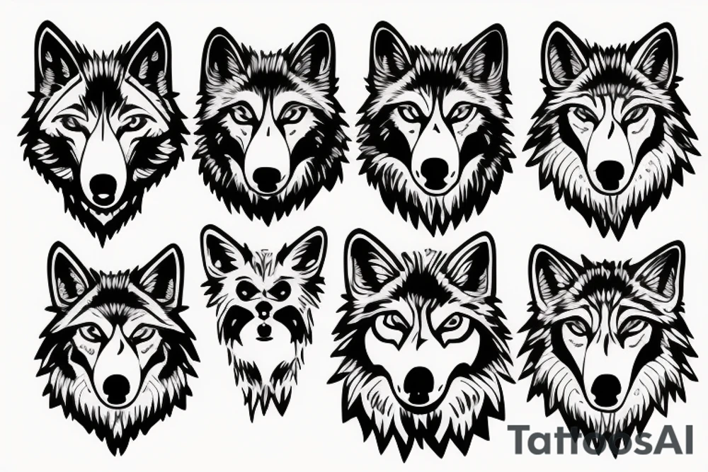 wolf face clipart tattoo idea