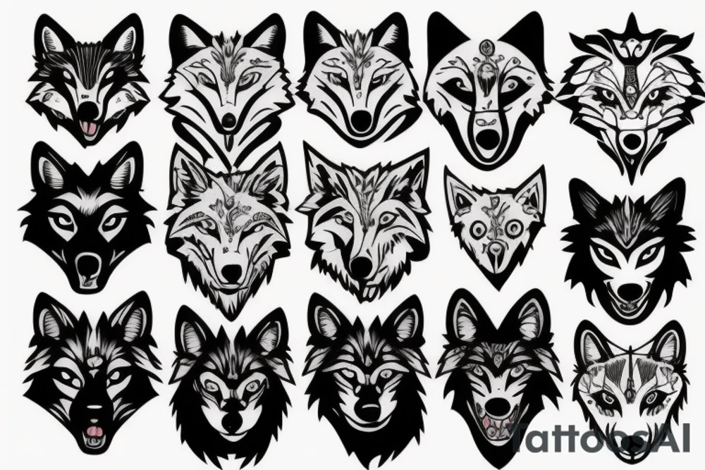 wolf face clipart red tattoo idea