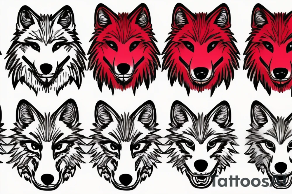 wolf face clipart red tattoo idea