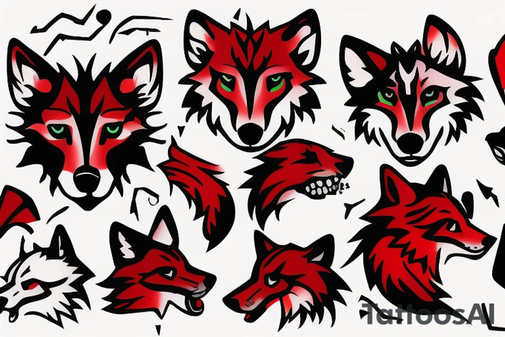 wolf face clipart red tattoo idea