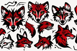 wolf face clipart red tattoo idea