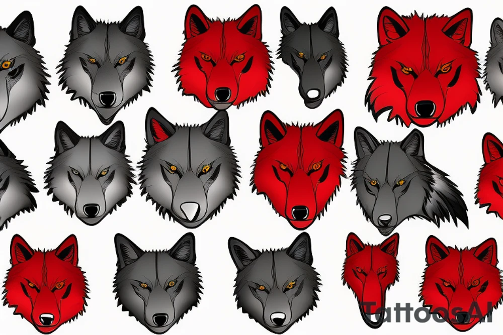 wolf face clipart red tattoo idea