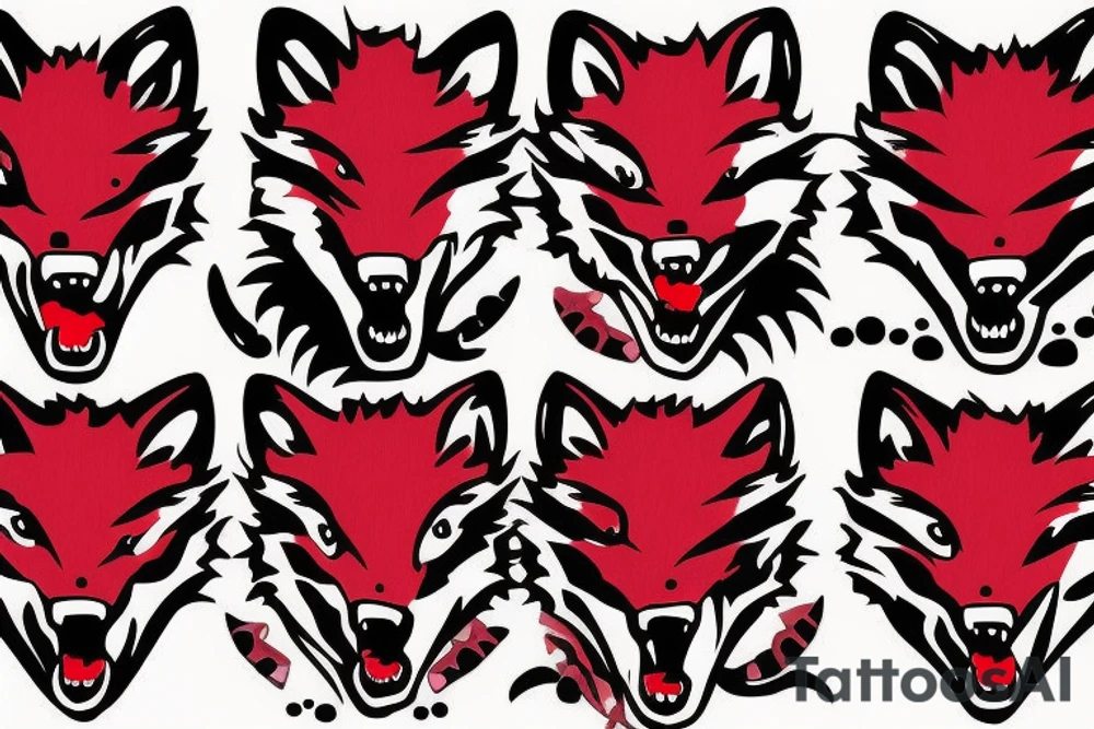 wolf face fang clipart red tattoo idea