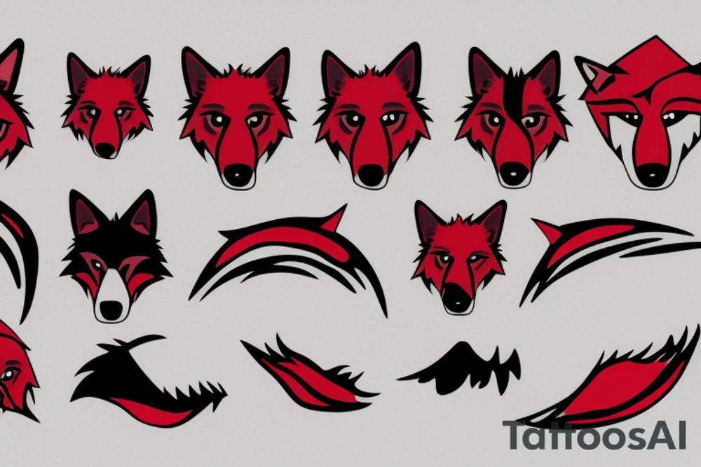 wolf face fang clipart red tattoo idea