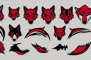 wolf face fang clipart red tattoo idea