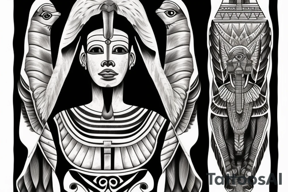 Great sphinx in from of great pyramids tattoo idea