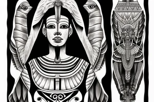 Great sphinx in from of great pyramids tattoo idea