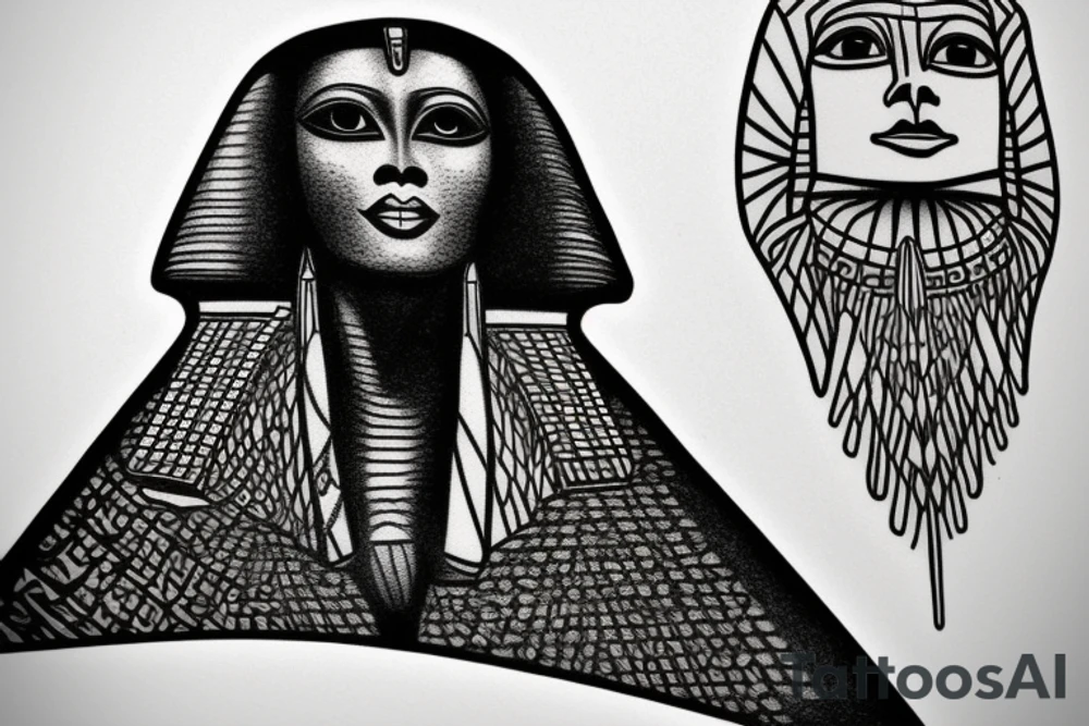 Great sphinx in from of great pyramids tattoo idea