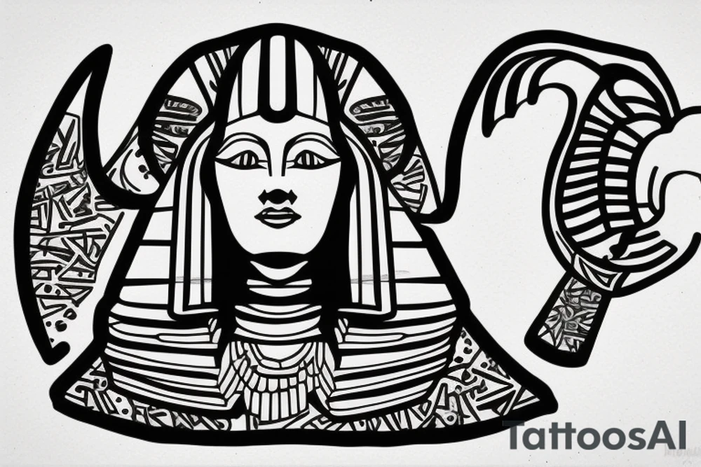 Great sphinx in from of great pyramids tattoo idea