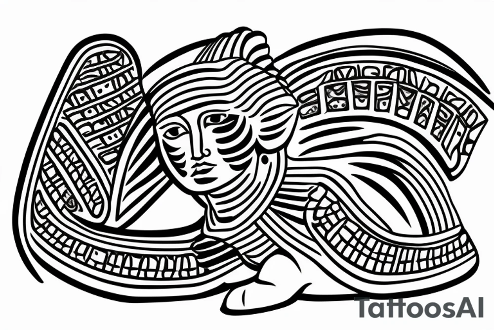 Great sphinx in from of great pyramids tattoo idea