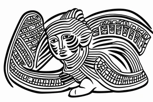 Great sphinx in from of great pyramids tattoo idea