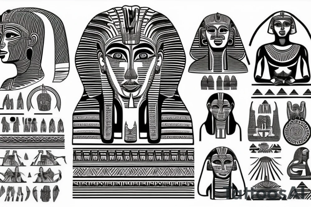 Great sphinx in from of great pyramids tattoo idea