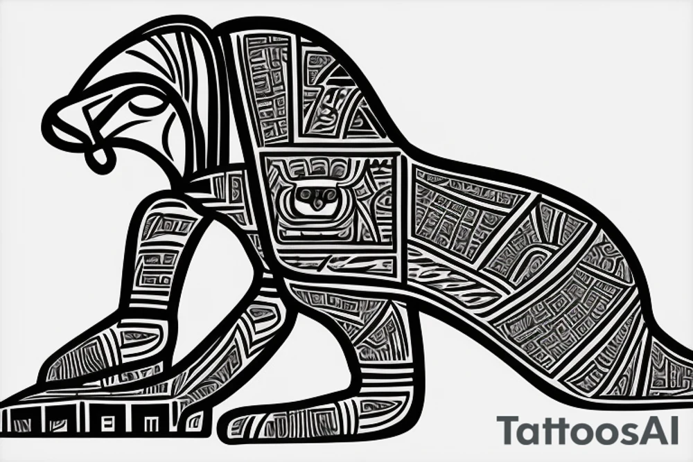 Great sphinx in from of great pyramids tattoo idea