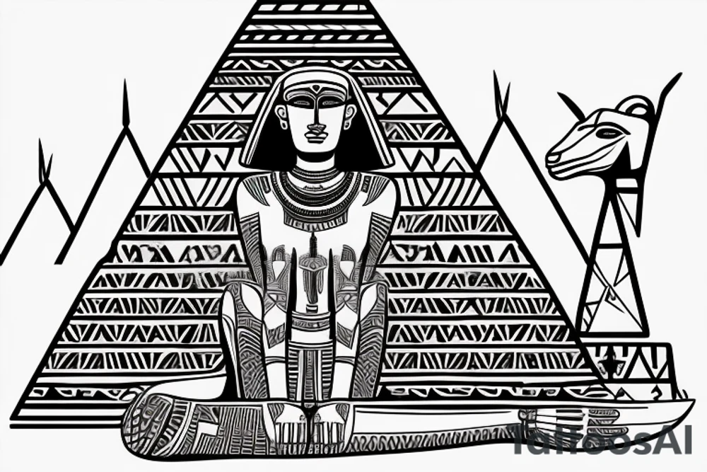 Great sphinx in front 
of great pyramids tattoo idea