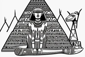 Great sphinx in front 
of great pyramids tattoo idea