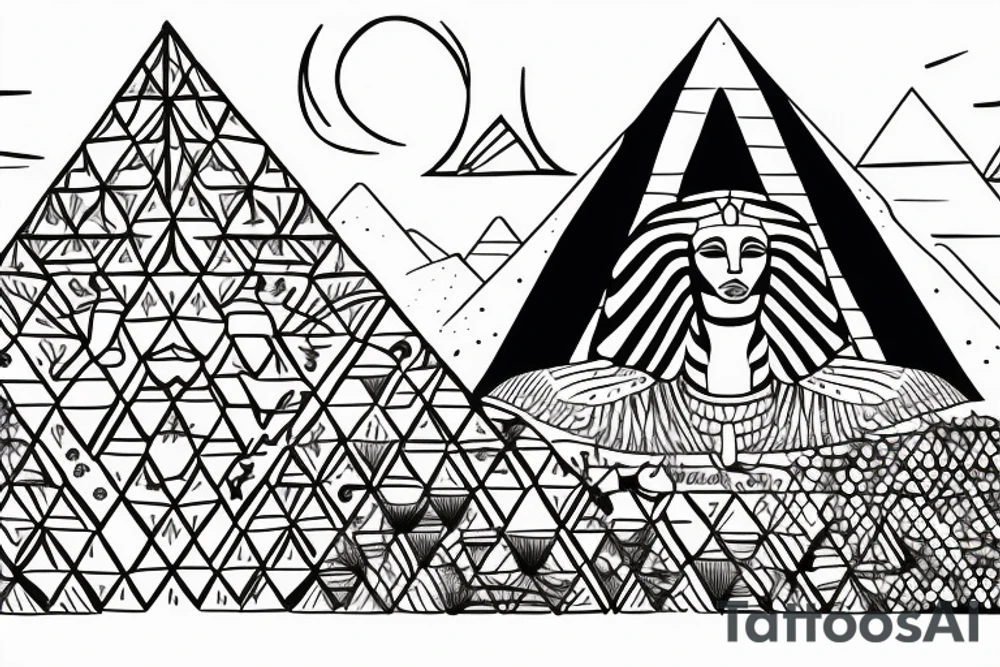 Great sphinx in front of great pyramids tattoo idea