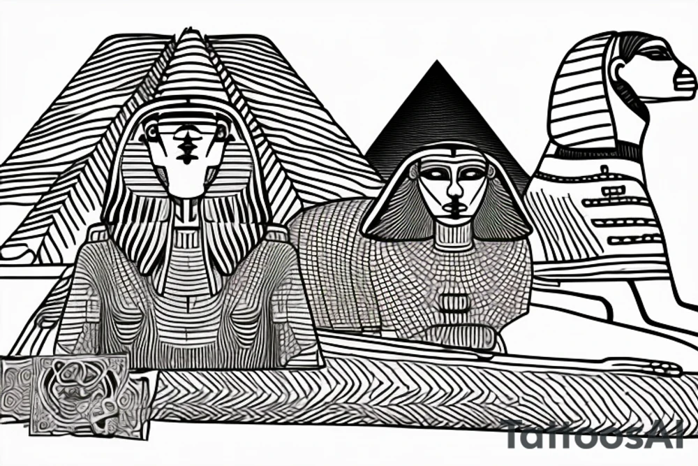 Great sphinx in front of great pyramids tattoo idea