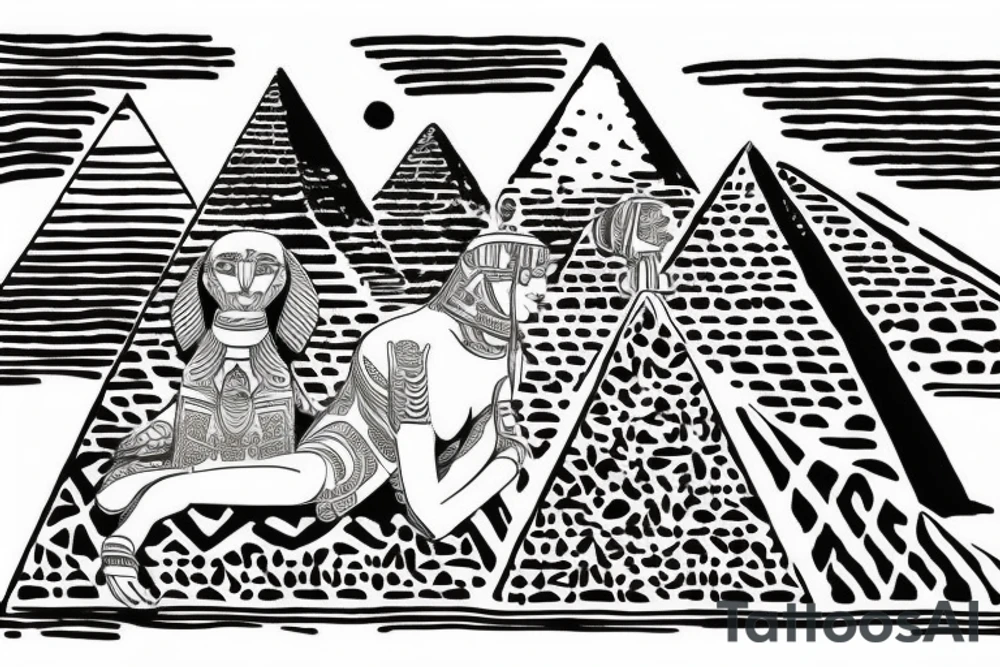 Great sphinx in front of great pyramids tattoo idea