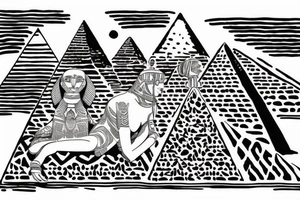 Great sphinx in front of great pyramids tattoo idea