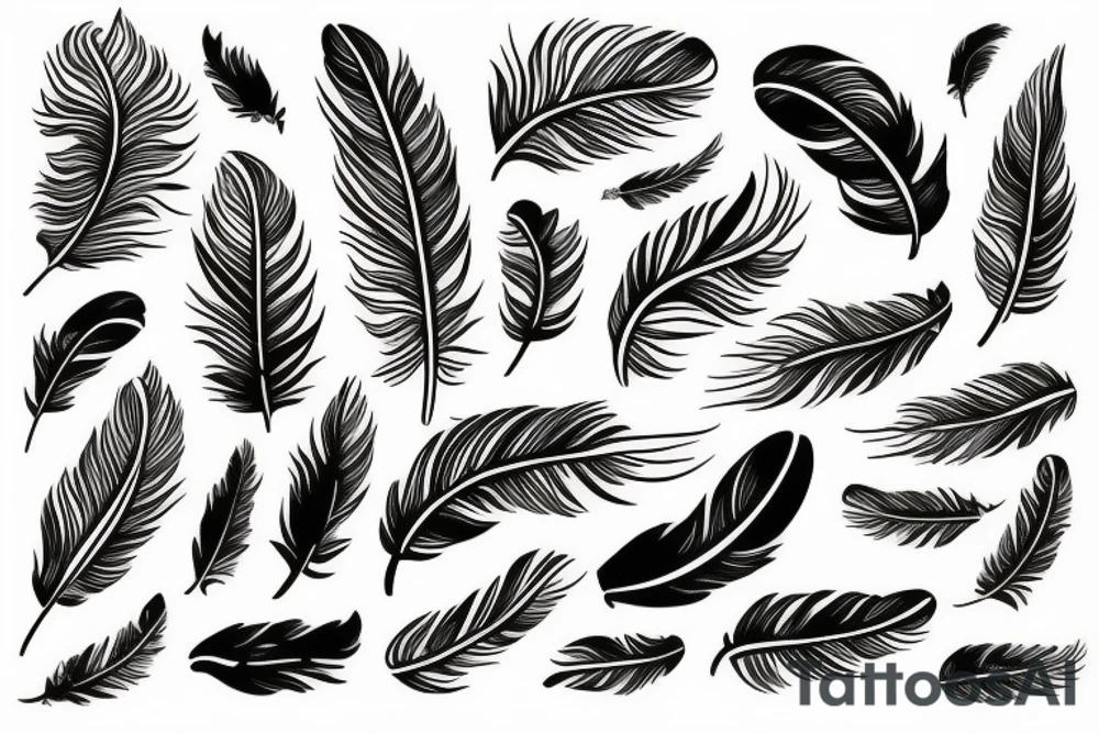 feather with birds tattoo idea