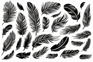 feather with birds tattoo idea