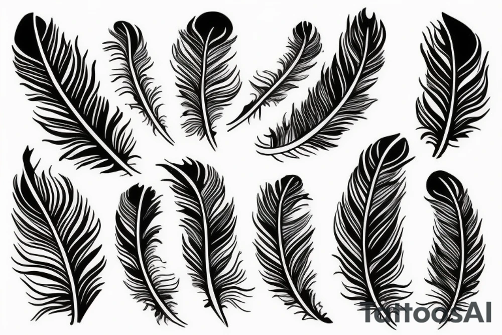 feather with birds tattoo idea