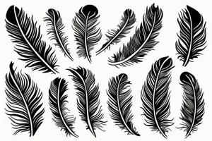 feather with birds tattoo idea