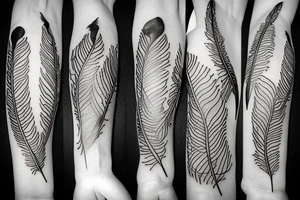 feather with birds tattoo idea