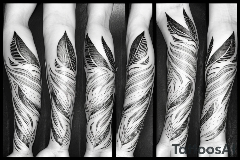 feather with birds tattoo idea