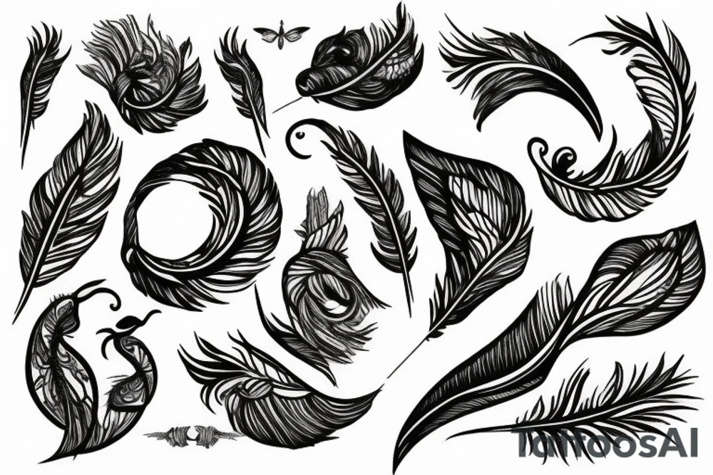 infinity, feather with birds tattoo idea