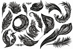 infinity, feather with birds tattoo idea
