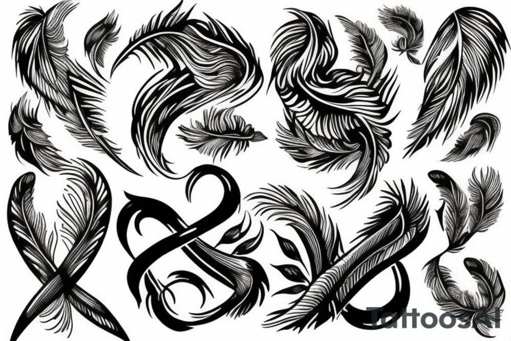 infinity, feather, birds tattoo idea