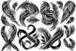 infinity, feather, birds tattoo idea