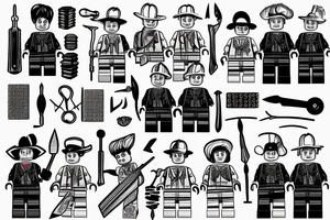 Lego figure with bricklayer tools tattoo idea