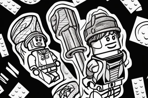 Lego figure with bricklayer tools tattoo idea