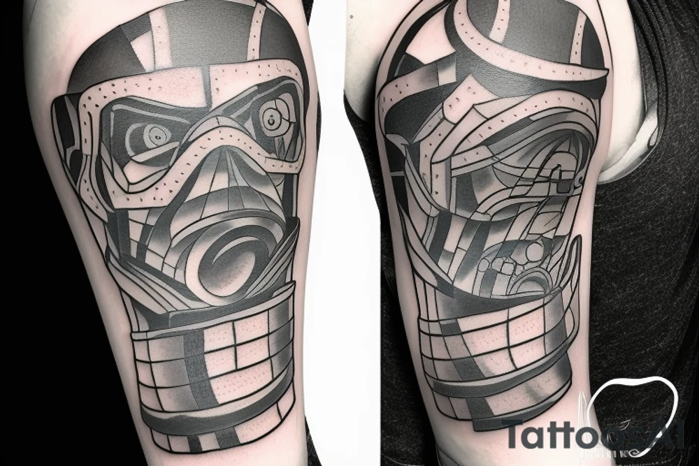 Lego figure with bricklayer tools tattoo idea