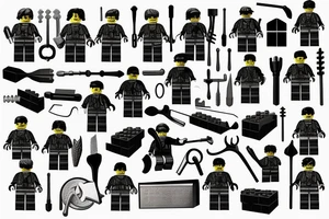 Lego figure with bricklayer tools tattoo idea