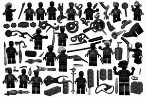 Lego figure with bricklayer tools tattoo idea