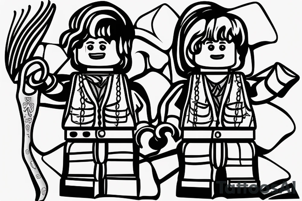 Lego figure with bricklayer tools tattoo idea