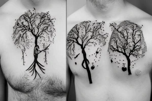 An apple tree during winter, with few apples growing on it tattoo idea