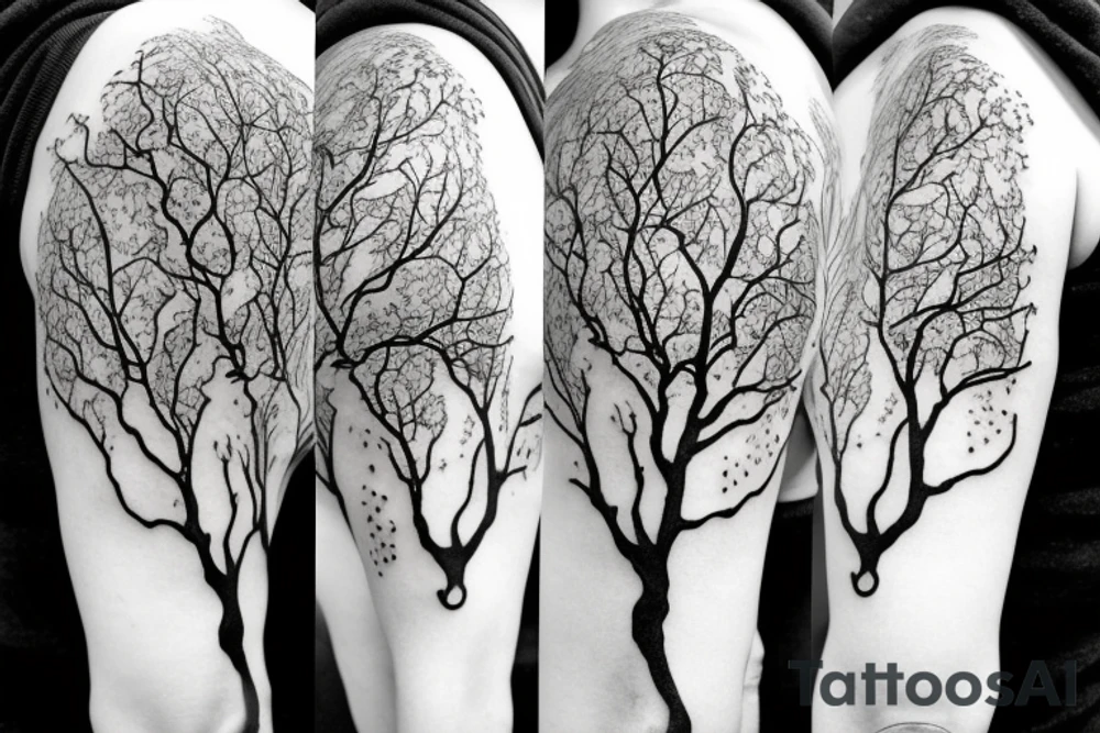 An apple tree during winter, with few apples growing on it tattoo idea An apple tree during winter, with few apples growing on it tattoo idea
