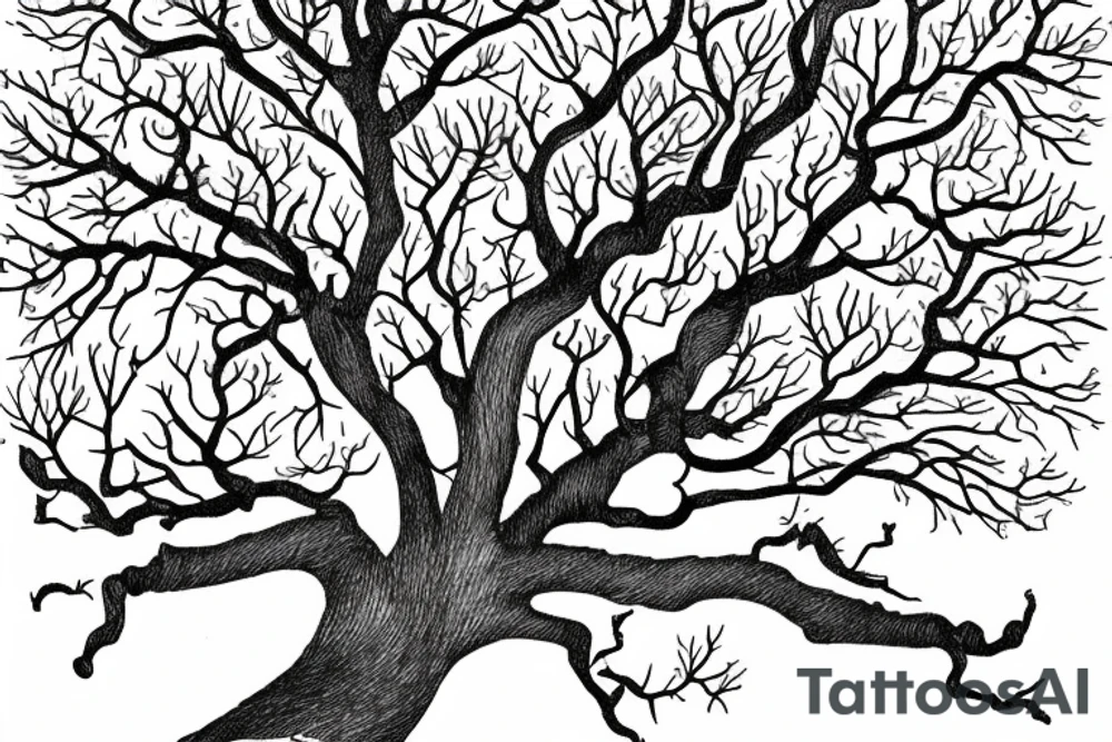 An apple tree during winter, with few apples growing on it tattoo idea An apple tree during winter, with few apples growing on it tattoo idea