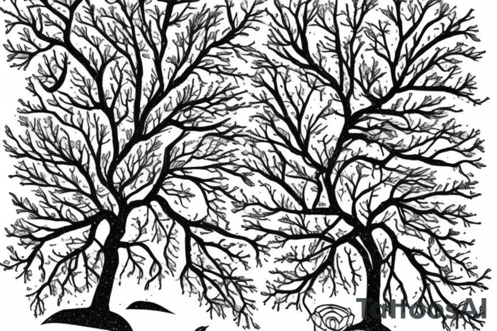 An apple tree during winter, with few apples growing on tattoo idea