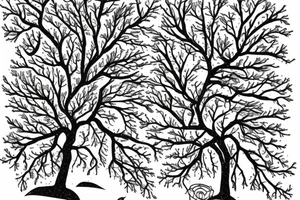 An apple tree during winter, with few apples growing on tattoo idea