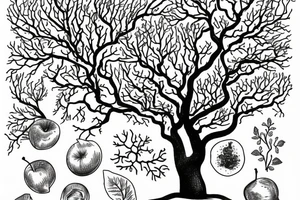 An apple tree during winter, with few apples growing on tattoo idea