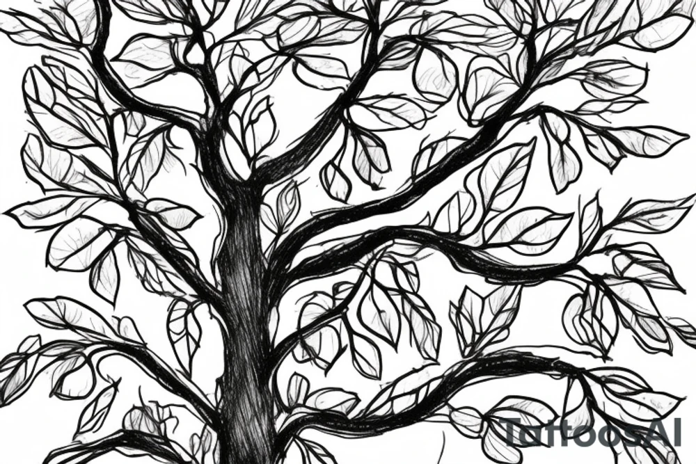A sketch of an apple tree during winter tattoo idea A sketch of an apple tree during winter tattoo idea